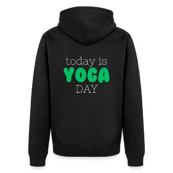 Journée internationale du yoga - Veste à capuche bio Premium Unisexe - noir - Dos - Nico (187cm)