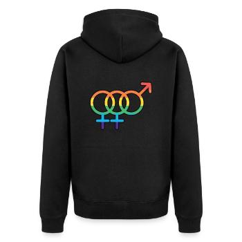 Bi Femme Pride - Unisex Premium Bio Zip Hoodie - Schwarz - Hinten - Nico (187cm)