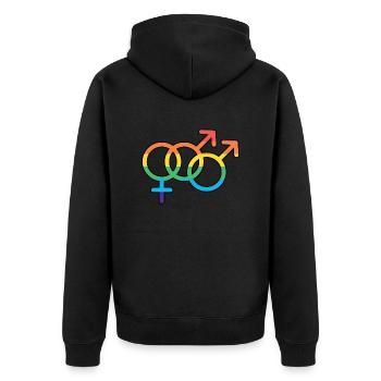 Bi Male Spirit - Unisex Premium Bio Zip Hoodie - Schwarz - Hinten - Nico (187cm)