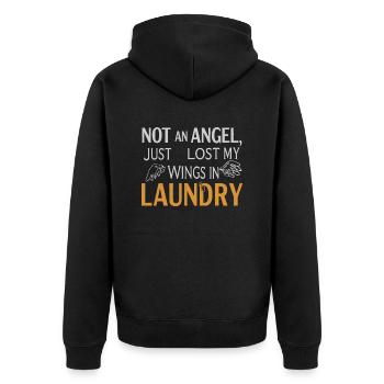 Not an Angel just lost my wings in Laundry - Unisex Premium Organic Zip Hoodie - black - Back - Nico (187cm)