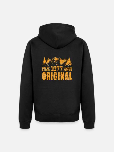 Verjaardagscadeau 1977 - 1977 - Uniseks Premium bio ziphoodie - zwart