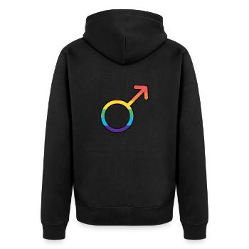 Male - Unisex Premium Bio Zip Hoodie - Schwarz - Hinten - Nico (187cm)