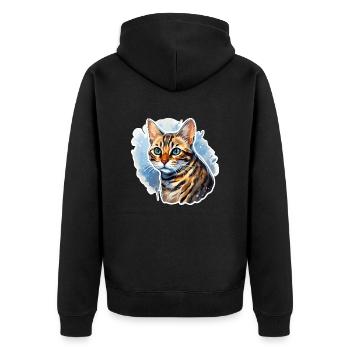 Katze bengalisch - Unisex Premium Bio Zip Hoodie - Schwarz - Hinten - Nico (187cm)