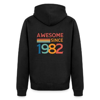 Großartig seit 1982 - Unisex Premium Bio Zip Hoodie - Schwarz - Hinten - Nico (187cm)