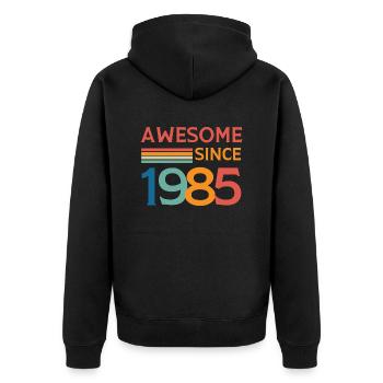 Awesome since 1985 - Unisex Premium Organic Zip Hoodie - black - Back - Nico (187cm)