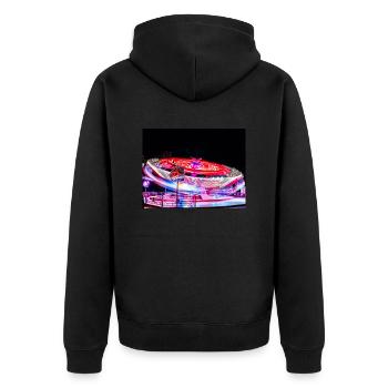 Da ist Kirmes - Unisex Premium Bio Zip Hoodie - Schwarz - Hinten - Nico (187cm)