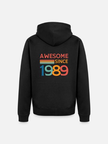 Awesome since 1989 - Unisex Premium Organic Zip Hoodie - black