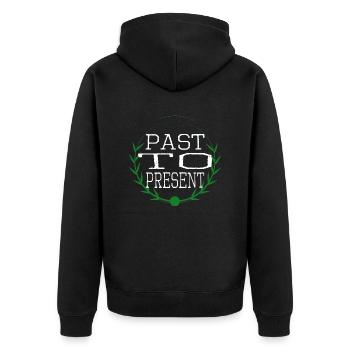 awesome funny sayings transformational experiences - Unisex Premium Bio Zip Hoodie - Schwarz - Hinten - Nico (187cm)