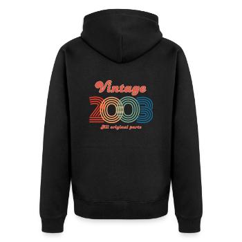Jahrgang 2003 alle Originalteile - Unisex Premium Bio Zip Hoodie - Schwarz - Hinten - Nico (187cm)