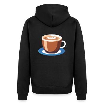 Coffee Frenchpress Cappuccino Latte Art - Unisex Premium Organic Zip Hoodie - black - Back - Nico (187cm)