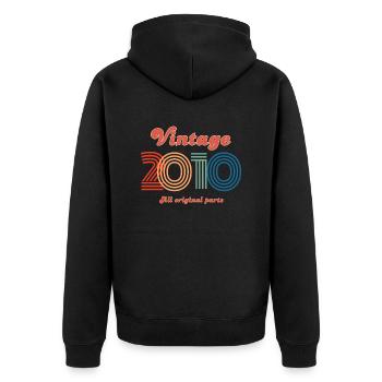 Jahrgang 2010 alle Originalteile - Unisex Premium Bio Zip Hoodie - Schwarz - Hinten - Nico (187cm)