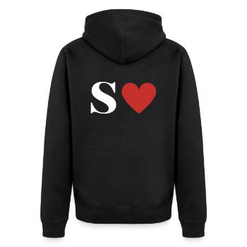 Lettre s cœur rouge - Veste à capuche bio Premium Unisexe - noir - Dos - Nico (187cm)
