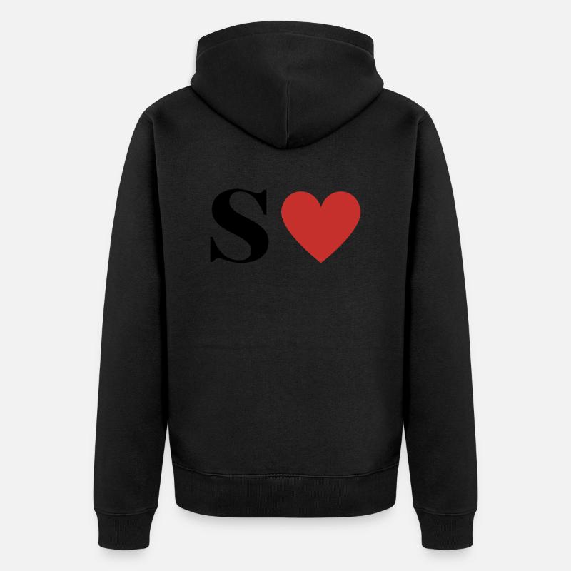 Buchstabe s rotes Herz - Unisex Premium Bio Zip Hoodie - Schwarz