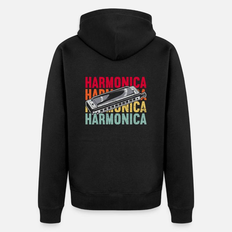 Harmonica Instrument Harmonicas - Veste à capuche bio Premium Unisexe - noir
