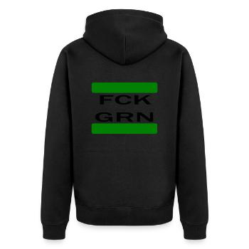 GRN - Unisex Premium Bio Zip Hoodie - Schwarz - Hinten - Nico (187cm)