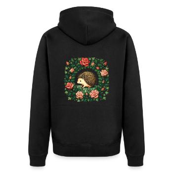 Igel - Unisex Premium Bio Zip Hoodie - Schwarz - Hinten - Nico (187cm)