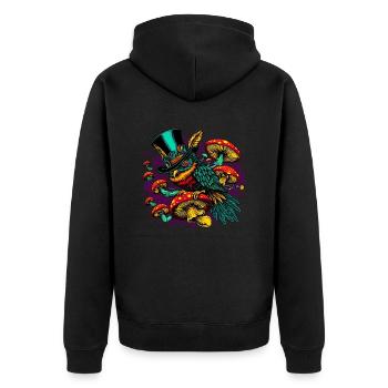 Hibou coloré avec chapeau haut de forme - Veste à capuche bio Premium Unisexe - noir - Dos - Nico (187cm)