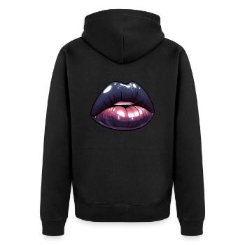 Schwarze Lippen - Dark Mystery - Unisex Premium Bio Zip Hoodie - Schwarz - Hinten - Nico (187cm)