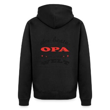 DER BESTE OPA PAPY IN DER WELT - Unisex Premium Bio Zip Hoodie - Schwarz - Hinten - Nico (187cm)