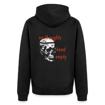 no thoughts - Unisex Premium Organic Zip Hoodie - black - Back - Nico (187cm)