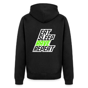 Manger dormir rave répéter nourriture sommeil corbeau disant - Veste à capuche bio Premium Unisexe - noir - Dos - Nico (187cm)