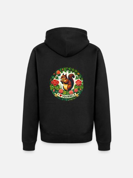 I Love squirrels - Unisex Premium Organic Zip Hoodie - black
