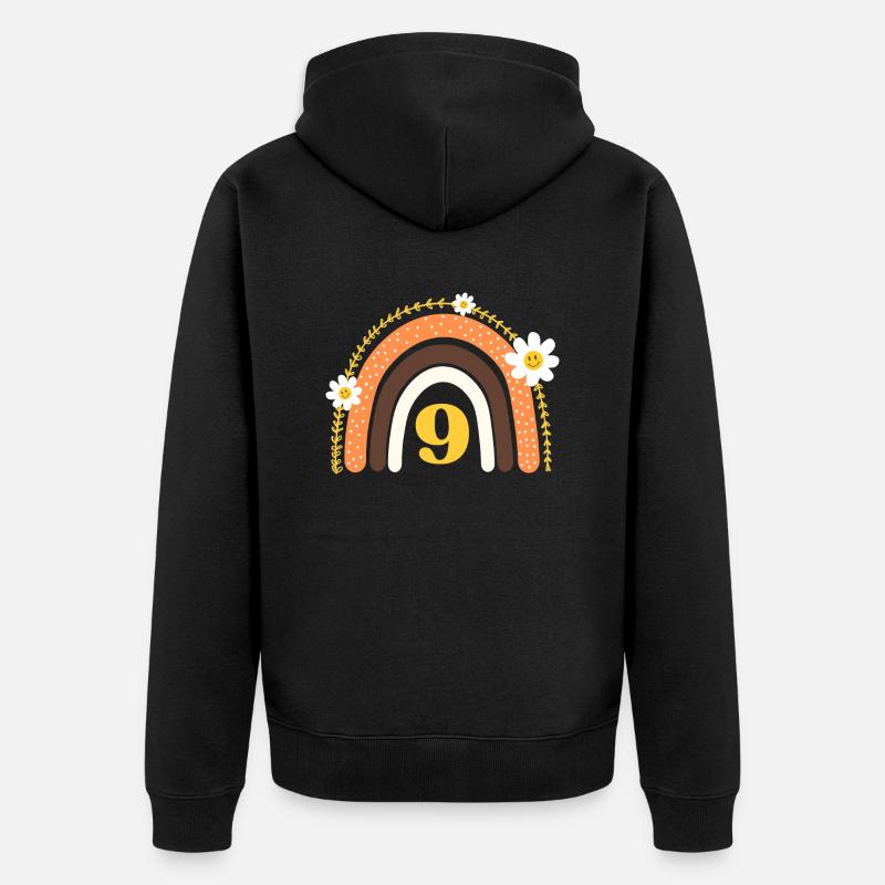 9e anniversaire rainbow jaune - Veste à capuche bio Premium Unisexe - noir