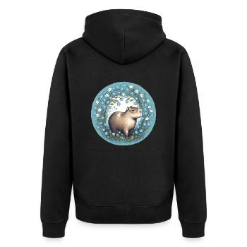 Capybara - Unisex Premium Bio Zip Hoodie - Schwarz - Hinten - Nico (187cm)