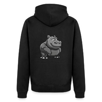 nilpferd - Unisex Premium Bio Zip Hoodie - Schwarz - Hinten - Nico (187cm)