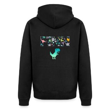 FINN - Beau prénom de garçon avec dinosaure - Veste à capuche bio Premium Unisexe - noir - Dos - Nico (187cm)