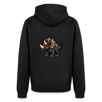 dinosaurier triceratops - Unisex Premium Bio Zip Hoodie - Schwarz - Hinten - Nico (187cm)