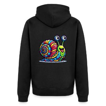 Cute Snail Kids - Unisex Premium Organic Zip Hoodie - black - Back - Nico (187cm)