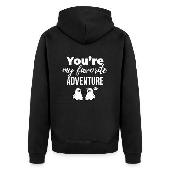 T-shirts with Funny Phrases - Fantasmitas 12 - Unisex Premium Organic Zip Hoodie - black - Back - Nico (187cm)