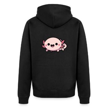 Cute Chibi Axolotl - Unisex Premium Organic Zip Hoodie - black - Back - Nico (187cm)