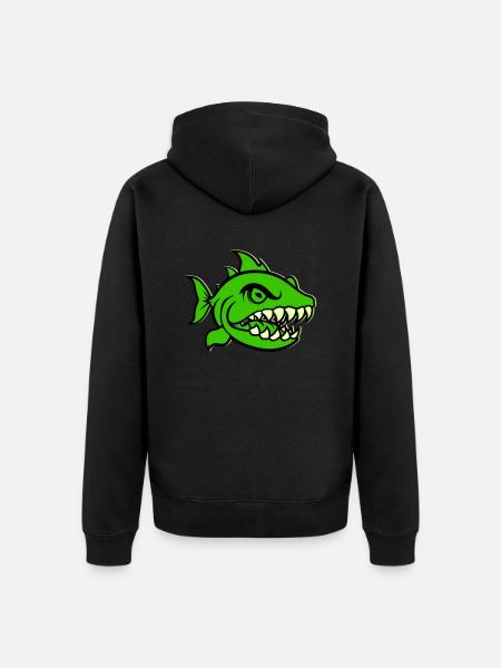 Piranha Comic Fish - Unisex Premium Organic Zip Hoodie - black