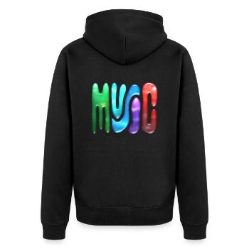 Neon Musik Text - Unisex Premium Bio Zip Hoodie - Schwarz - Hinten - Nico (187cm)