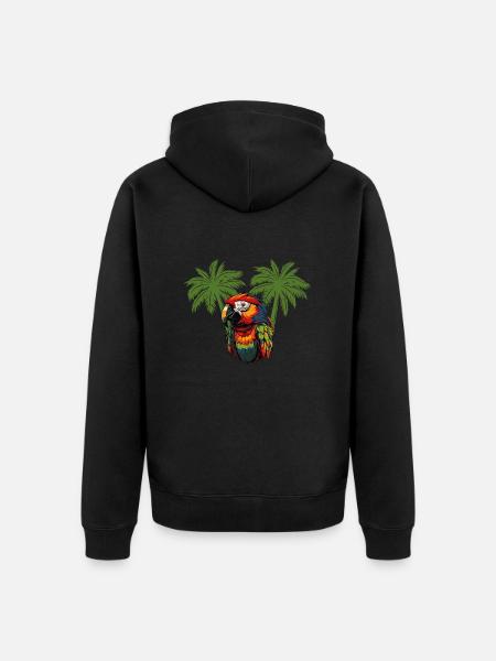 Parrot Paradise Palm Trees - Unisex Premium Organic Zip Hoodie - black