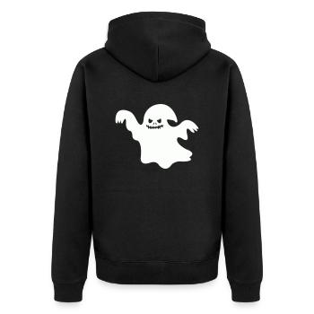 ghost - Unisex Premium Bio Zip Hoodie - Schwarz - Hinten - Nico (187cm)