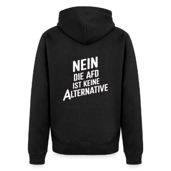 NEIN DIE AFD IST KEINE ALTERNATIVE - Unisex Premium Bio Zip Hoodie - Schwarz - Hinten - Nico (187cm)
