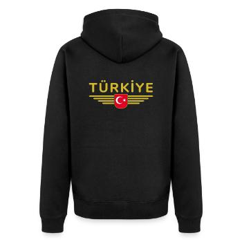 Turkey Türkiye T-Shirt Design Culture & Modernity - Unisex Premium Organic Zip Hoodie - black - Back - Nico (187cm)