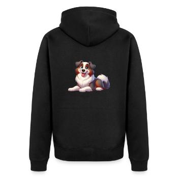 Australischer Schäferhund 2 - Unisex Premium Bio Zip Hoodie - Schwarz - Hinten - Nico (187cm)