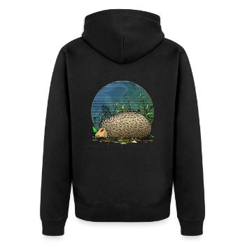 Hedgehog - Unisex Premium Organic Zip Hoodie - black - Back - Nico (187cm)