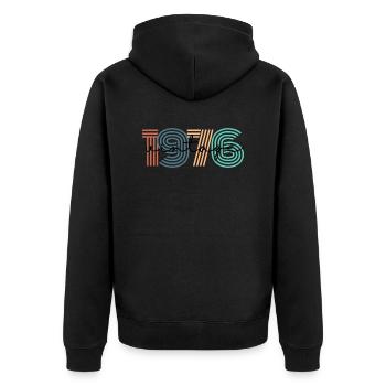 1976 Vintage Retro - Unisex Premium Organic Zip Hoodie - black - Back - Nico (187cm)