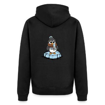 Penguin Comic Winter - Unisex Premium Organic Zip Hoodie - black - Back - Nico (187cm)