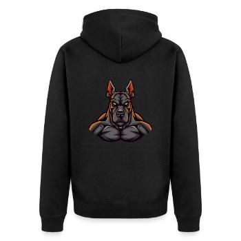 Doberman Dog - Unisex Premium Organic Zip Hoodie - black - Back - Nico (187cm)