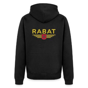 Maillot Maroc Rabat Fan Outfit Design - Veste à capuche bio Premium Unisexe - noir - Dos - Nico (187cm)