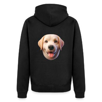 Hund Kopf 1 - Unisex Premium Bio Zip Hoodie - Schwarz - Hinten - Nico (187cm)