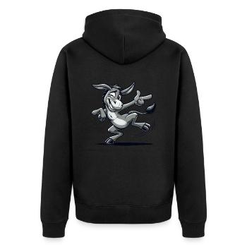 Esel Comic - Unisex Premium Bio Zip Hoodie - Schwarz - Hinten - Nico (187cm)