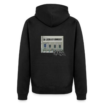 Giesing // Illustration - Unisex Premium Bio Zip Hoodie - Schwarz - Hinten - Nico (187cm)