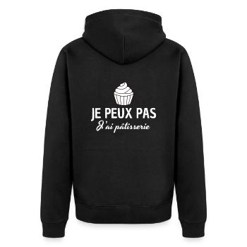 Ich kann kein Gebäck haben - Unisex Premium Bio Zip Hoodie - Schwarz - Hinten - Nico (187cm)